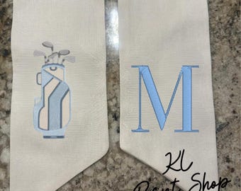 Monogrammed Golf Wreath Sash, Embroidered Sash, Golf Sash, Personalized Sash, Sash for Door, Wreath Sash, Personalized Gift, Wreath Ribbon