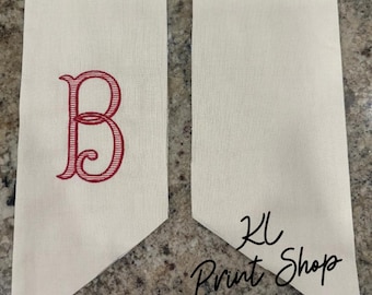 Monogrammed Sash, Embroidered Sash, Wreath Sash, Initial Wreath Sash, Sash for Door, Personalized Sash, Personalized Gift, Wreath Scarf