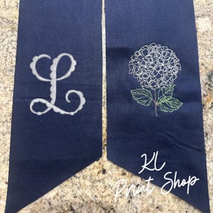 Monogrammed Hydrangea Wreath Sash, Embroidered Sash, Sash for Door, Wreath Sash, Hydrangea, Personalized, Mothers Day Gift, Front Door Bow