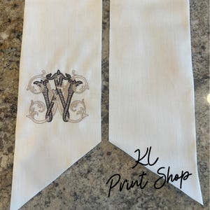 Monogrammed Wreath Sash, Embroidered Sash, Initial Sash, Wedding Gift, Personalized Sash, Wreath Sash, Wreath Scarf, Sash for Door