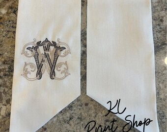 Monogrammed Wreath Sash, Embroidered Sash, Initial Sash, Wedding Gift, Personalized Sash, Wreath Sash, Wreath Scarf, Sash for Door