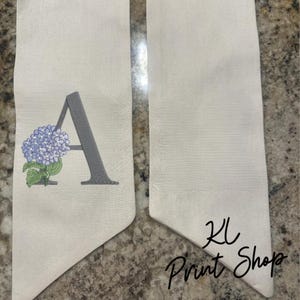 Monogrammed Hydrangea Wreath Sash, Personalized Wreath Sash, Front Door Bow, Housewarming Gift, Wreath Sash, Embroidered Sash