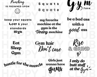 Gym Workout Svg Bundle, Gym SVG, Fitness Svg, Exercise Svg, Workout Motivation Bundle PNG, Silhouette, Cricut, Cut File, Digital Download