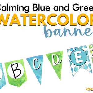 Editable Watercolor Banner, Customizable Bunting and Flags, Mix and Match, Printable Classroom Decor, A-Z Alphabet Options, Bulletin Board