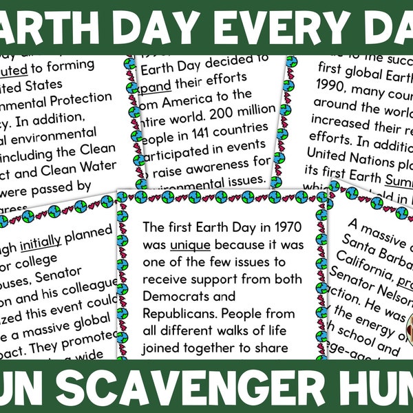 Earth Day Scavenger Hunt | Fun Facts | Classroom Activity | Homeschool Game | Move and Learn | Earth Day Activity | Fun Scavenger Hunt