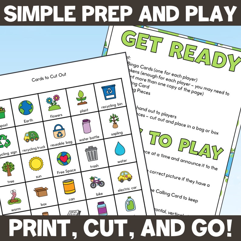 Earth Day Bingo - Fun Party Game for Kids, Families + Seniors- 30 Cards ...