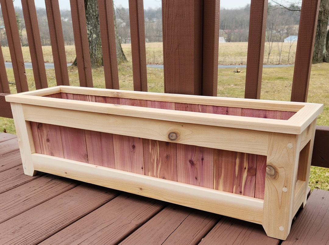 Premium Cedar Wood Outdoor Planter Box Raised Bed Etsy