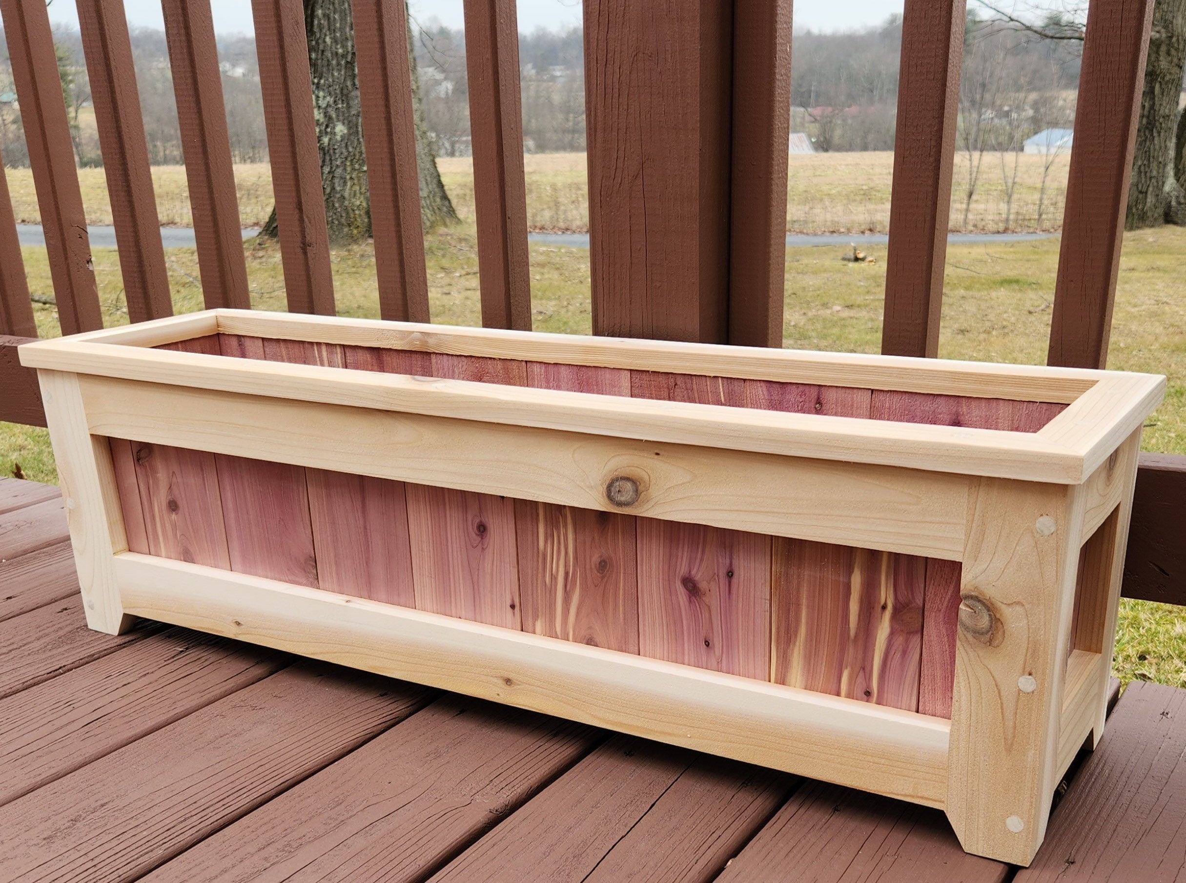 Premium Cedar Wood Outdoor Planter Box Raised Bed Etsy