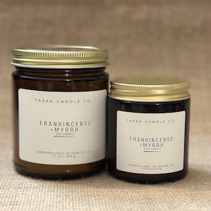 Frankincense + Myrrh Scented Soy Candle - Handmade