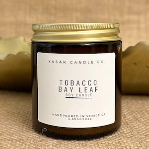 Tobacco & Bay Leaf Soy Candle: Masculine Fresh Scent