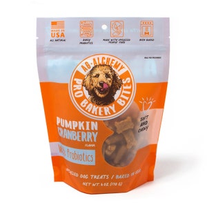 Pro Bakery Bites Soft and Chewy Dog Treats with Probiotics - Pumpkin Cranberry