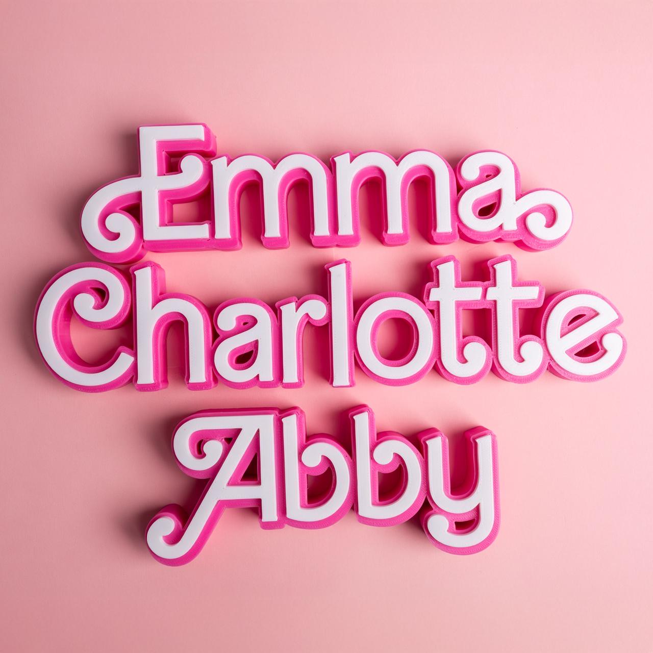 Personalized Pink Name Tag Sign 3D Printed Girly Room Decor - Etsy
