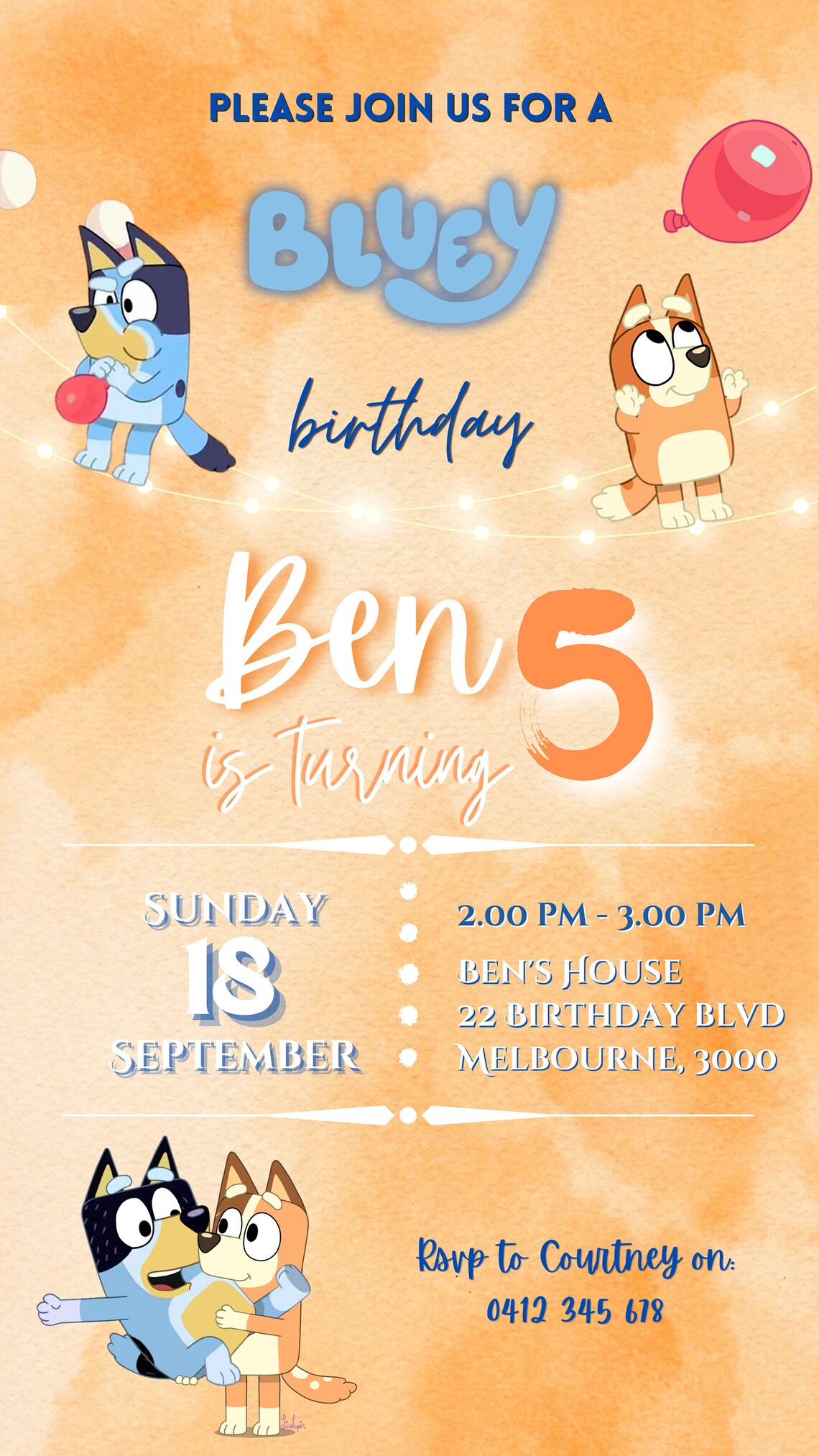 Bluey Birthday Invitation, Digital, Printable, Bluey, Birthday Party, Invitation Template, Canva ...