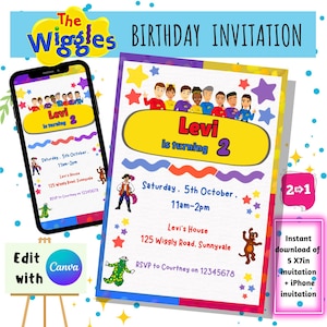 The Wiggles Birthday Invitation, Digital, Printable, Wiggles, Editable, Birthday Party, Invitation Template, Canva, Instant Download
