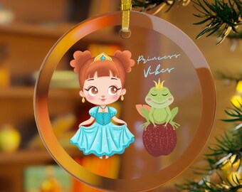 Glass Ornament ~ Princess and Frog ~ Kids Ornament ~ Frog Ornament