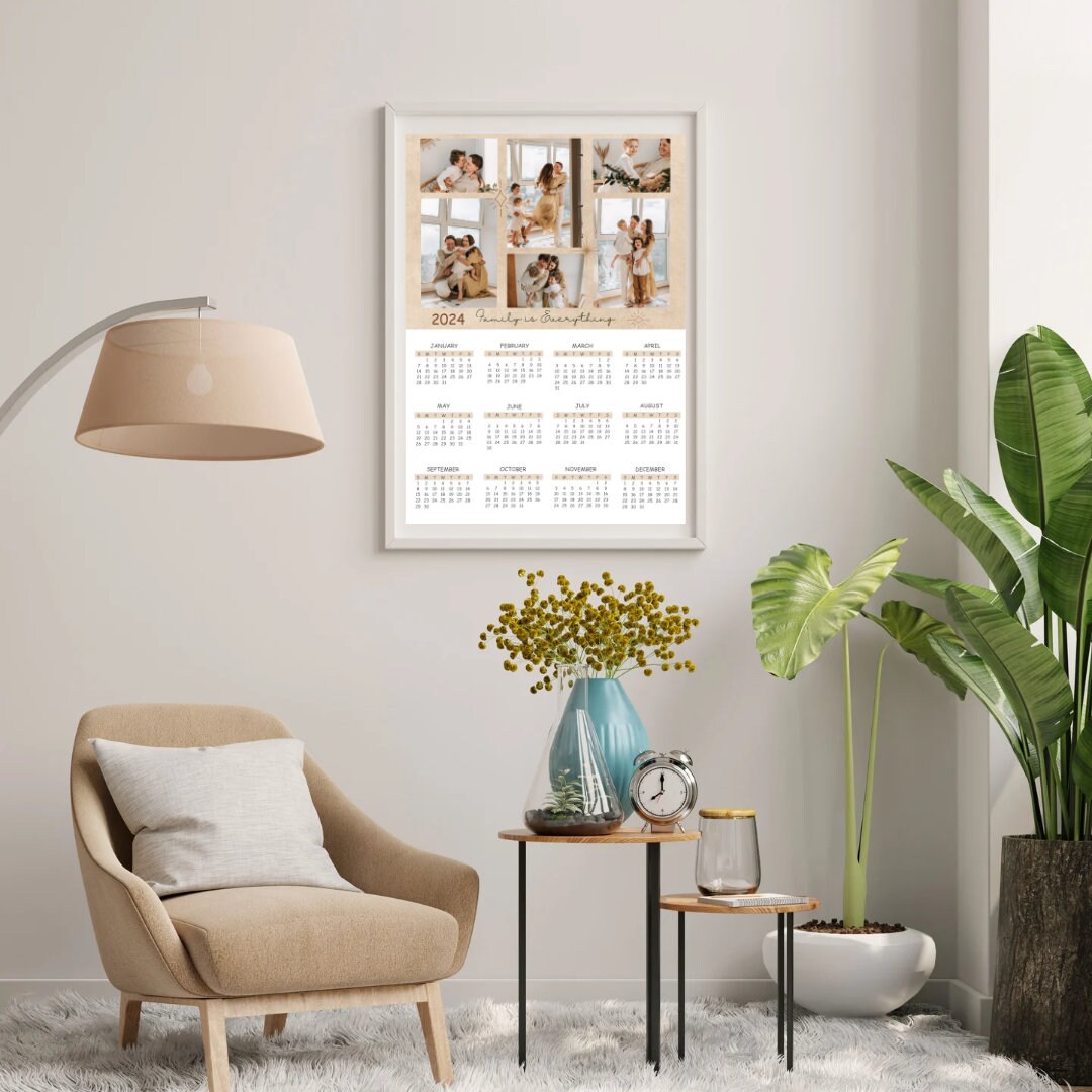 Editable Photo Collages 2024 Calendar Template, Printable 18 X 24 Inch