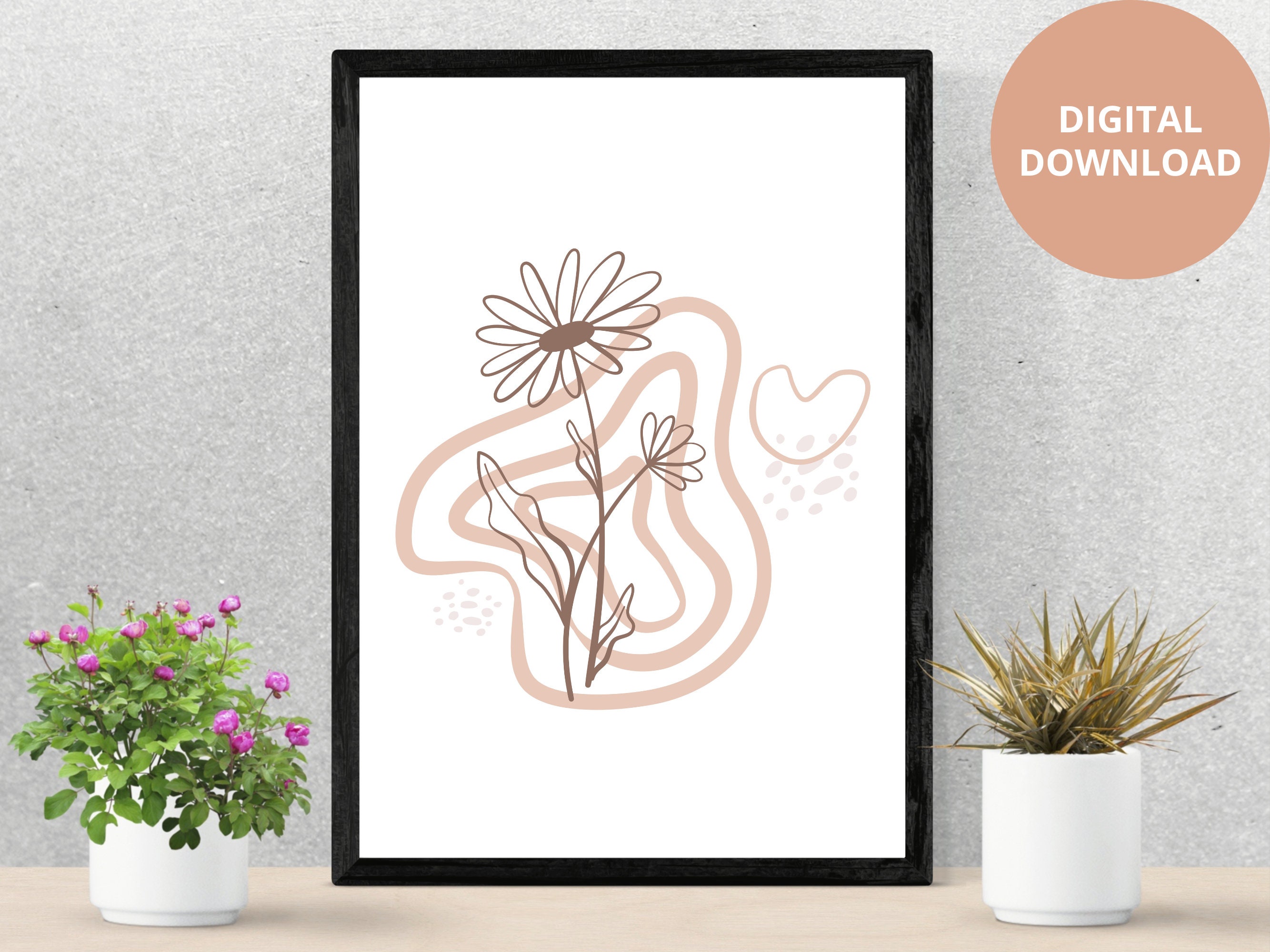 Abstract Flower Wall Art Printable, Boho Shape Wall Art Printable