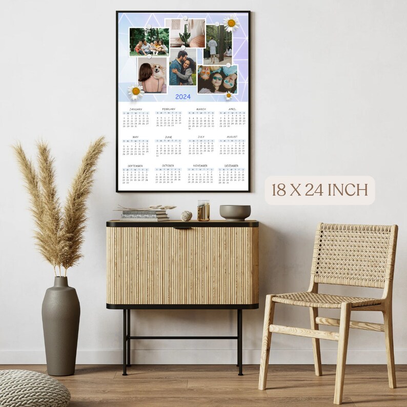 Editable Photo Collages 2024 Calendar Canva Template, Photo Calendar