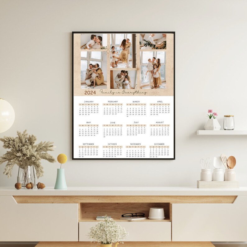 Editable Photo Collages 2024 Calendar Template, Printable 18 X 24 Inch