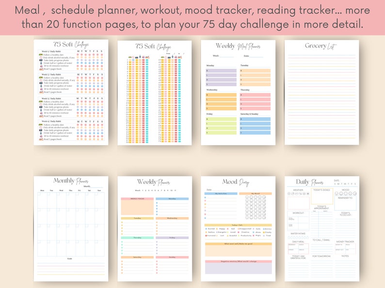 75 Soft Challenge Tracker Printable, 75 Hard, 75 Soft Challenge , 75 Soft, 75 Hard Challenge, Weight Loss Journal image 5