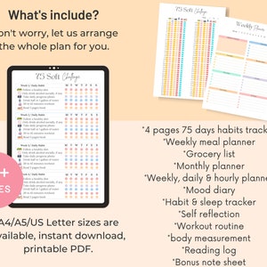 75 Soft Challenge Tracker Printable, 75 Hard, 75 Soft Challenge , 75 Soft, 75 Hard Challenge, Weight Loss Journal image 2