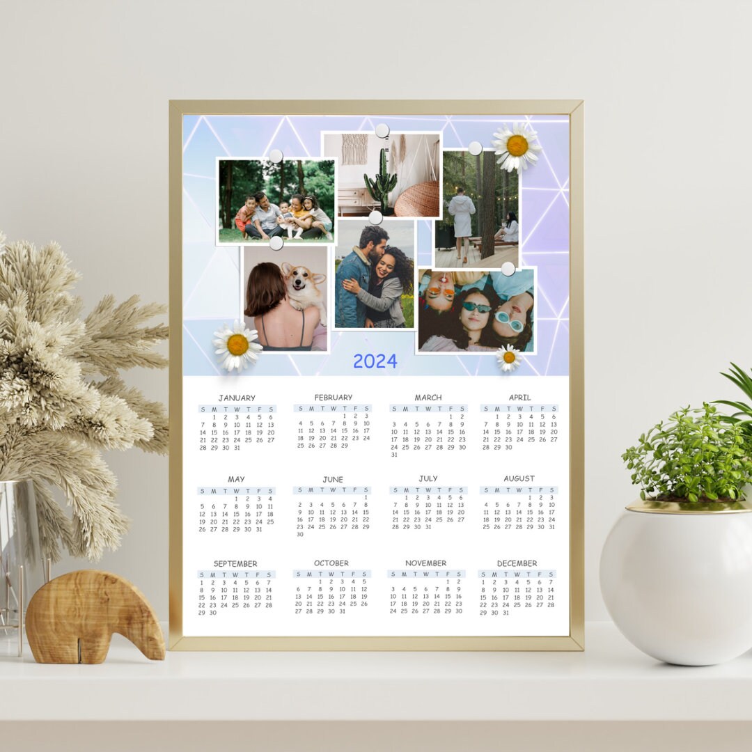 Editable Photo Collages 2024 Calendar Canva Template, Photo Calendar