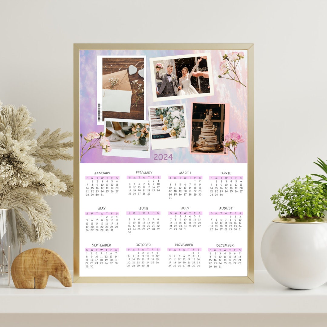 2024 Photo Collages Calendar Canva Template, Editable Photo Calendar