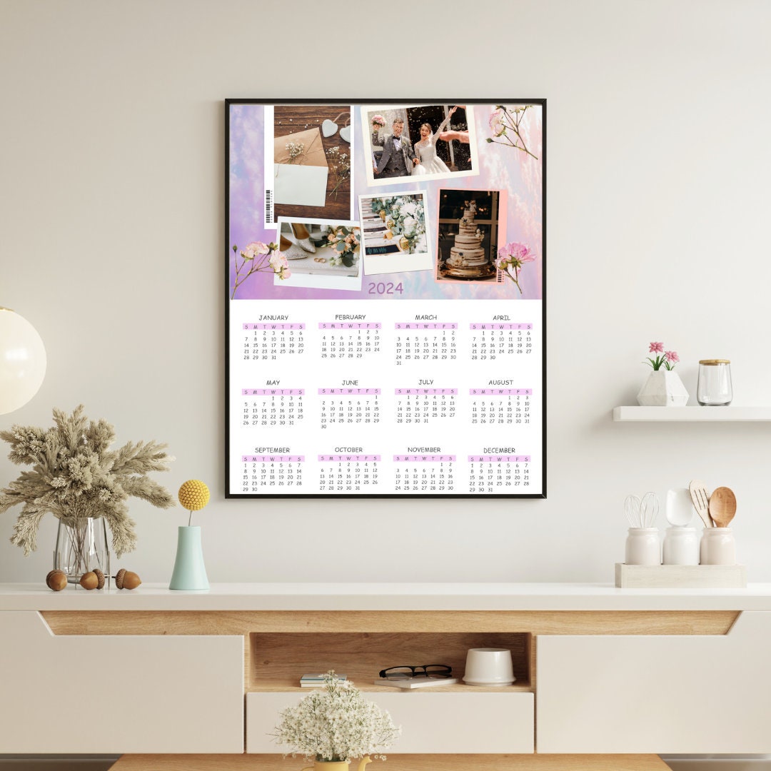 2024 Photo Collages Calendar Canva Template, Editable Photo Calendar