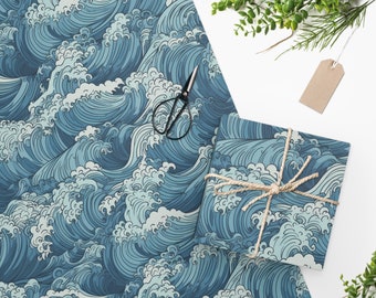 Ocean Gift Wrap, Waves, Artistic, Blue Ocean Wrapping Paper, Gift