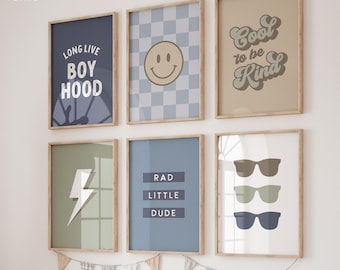 Boys Room Wall Decor Gallery Wall Art Set of 6, Teen Boy Wall Decor, Toddler Boy Playroom Poster Bundle, Boy Nursery Wall Art