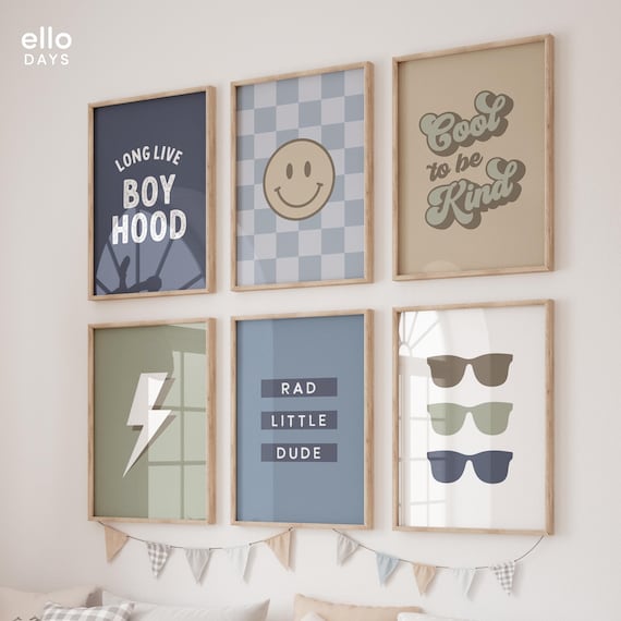 Boys Room Wall Decor Gallery Wall Art Set of 6, Teen Boy Wall Decor, Toddler Boy Playroom Poster Bundle, Boy Nursery Wall Art