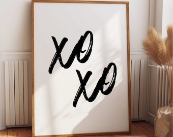 XOXO Wall Sign, Graffiti Wall Art, Hugs Kisses Print, Living Room Accent Decor, Love Valentine Print Gift, Printable Digital Download