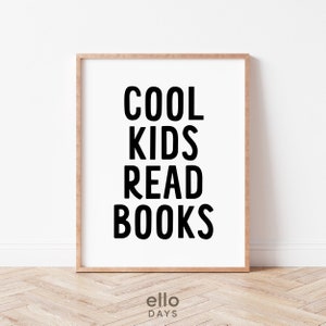 Impressão de livros para crianças legais, decoração de canto de leitura, cartaz de leitura nook, sinal de biblioteca de sala de aula, arte de parede de sala de jogos