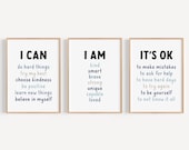 Kids Affirmations Poster Set of 3, Motivational Poster Daily Affirmations Wall Art Bundle, Positive Affirmations, Classroom Decor Bundle