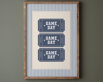 Vintage Game Day Ticket Print, Sports Wall Art Poster, Football Decor, Basketball Soccer Room Decor, Boy Bedroom Printable