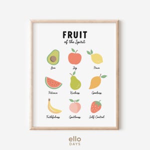Fruit of the Spirit Christian Wall Art Printable, Scripture Wall Art Modern Christian Print, Bible Verse Wall Art Kids Room Decor