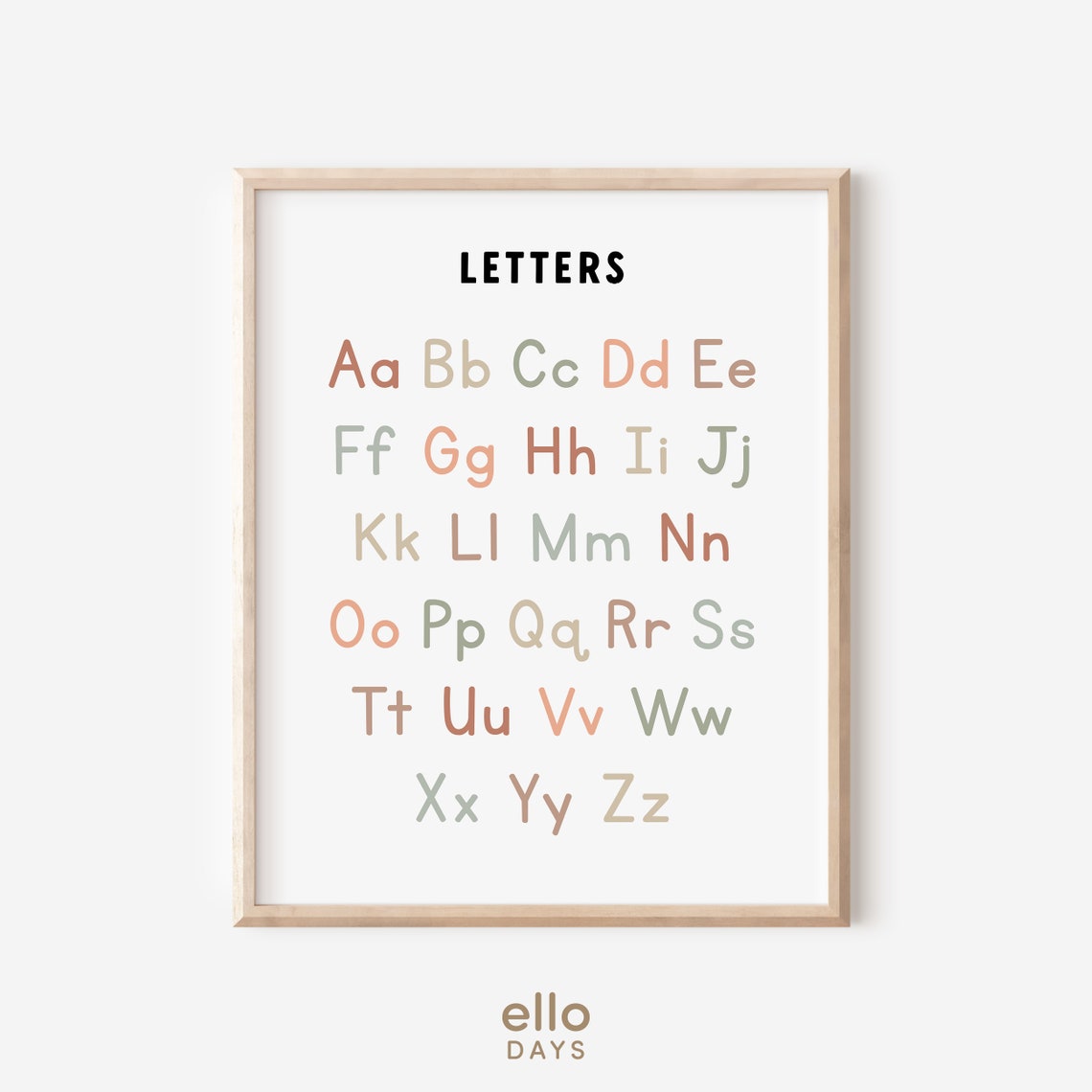 Neutral Alphabet Educational Poster, Classroom ABC Chart Wall Sign ...