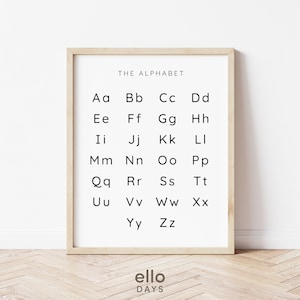 Minimalistisches Einfaches Alphabet Wandkunst zum Ausdrucken | Pädagogisches ABC Poster | Kinderspielzimmer Homeschool Klassenzimmer Kinderzimmer Dekor | Digitaler Download