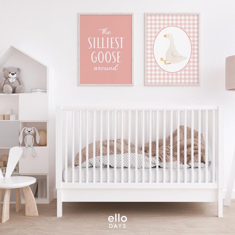 Pink Girl Nursery Decor Silly Goose Wall Art Silliest Goose Around ...