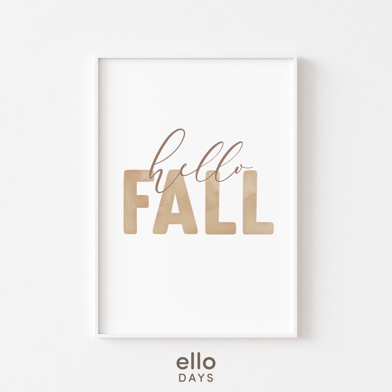 Hello Fall Printable Wall Art Poster | Fall Season Wall Decor Print ...