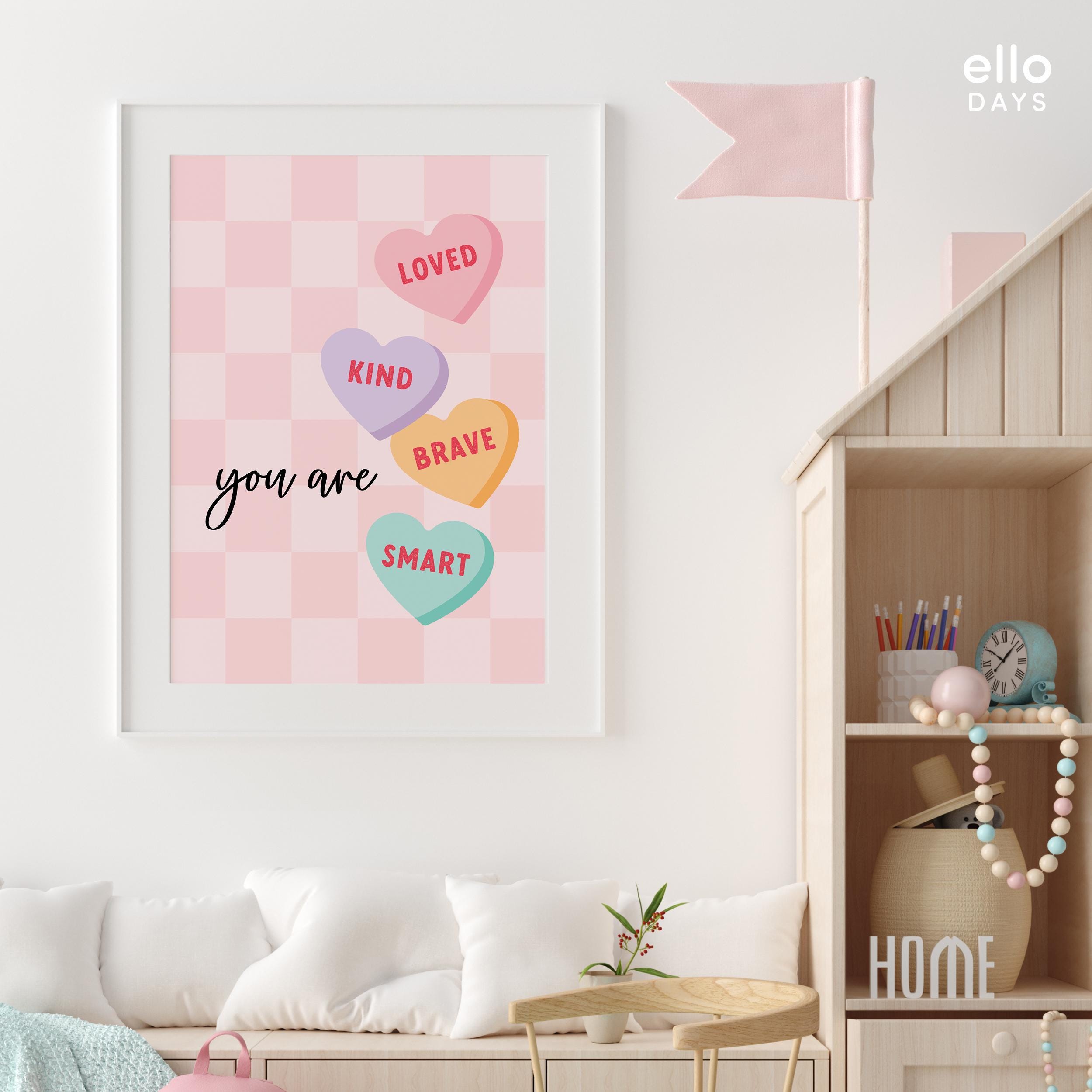 Valentine Positive Affirmations Wall Art, Pink Valentine Decor Print ...