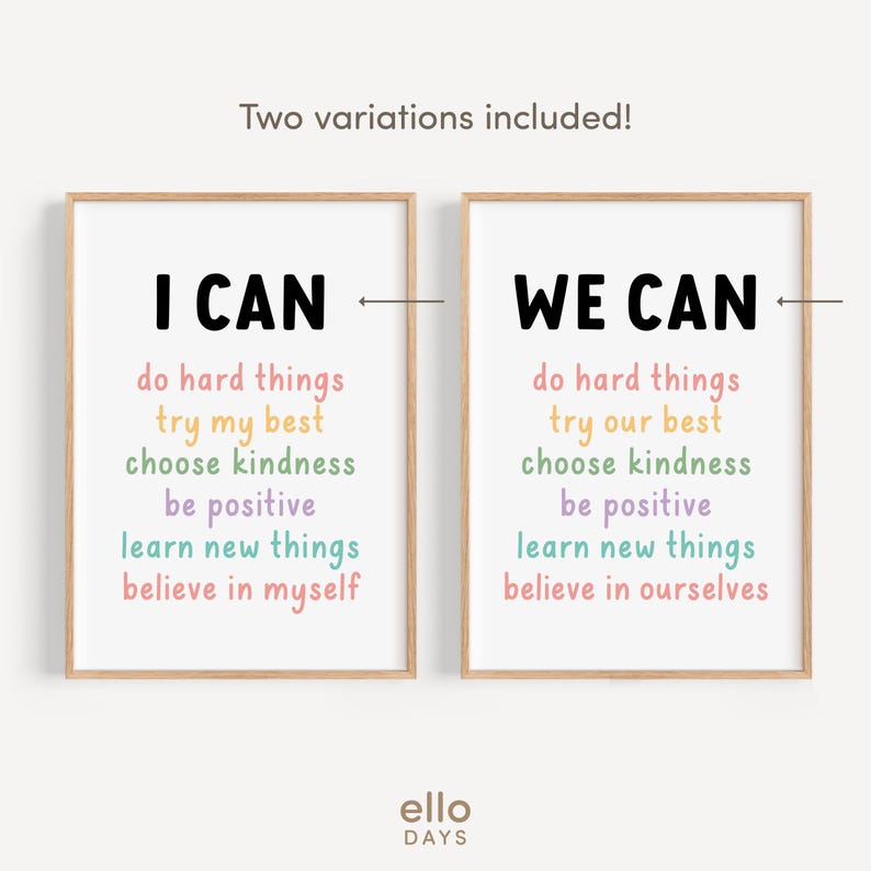Kids Affirmation Poster Set of 3, Positive Affirmations Wall Art Bundle, I Am Motivational Poster, Classroom Affirmation Decor Set image 6