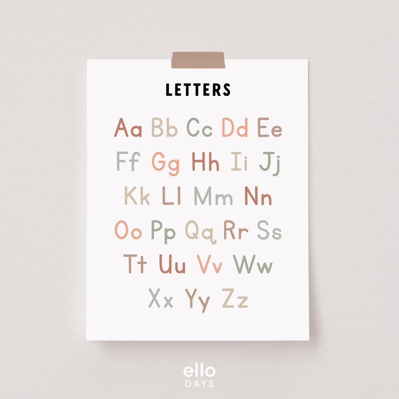 Neutral Alphabet Educational Poster, Classroom ABC Chart Wall Sign ...