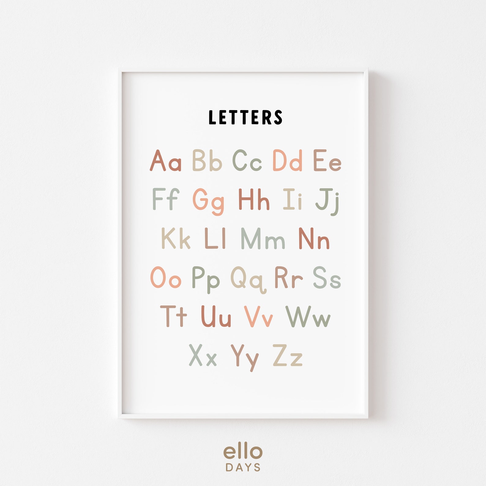 Neutral Alphabet Educational Poster, Classroom ABC Chart Wall Sign ...