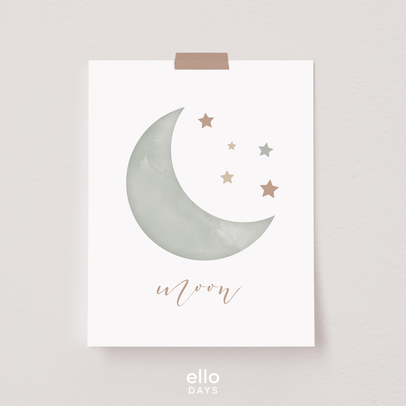 Neutral Moon Nursery Decor Wall Print, Celestial Space Wall Art ...