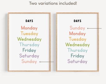 Ruota stampabile GIORNI della SETTIMANA, Attività Ieri Oggi Domani, Pratica del Calendario Montessori, Stampabile Homeschool, Gioco Prescolare - Italia