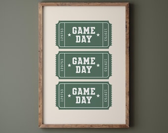 Game Day Sports Wall Art Print, Vintage Ticket Print Wall Decor, Football Game Basketball Game Day Poster, Boy Room Decor