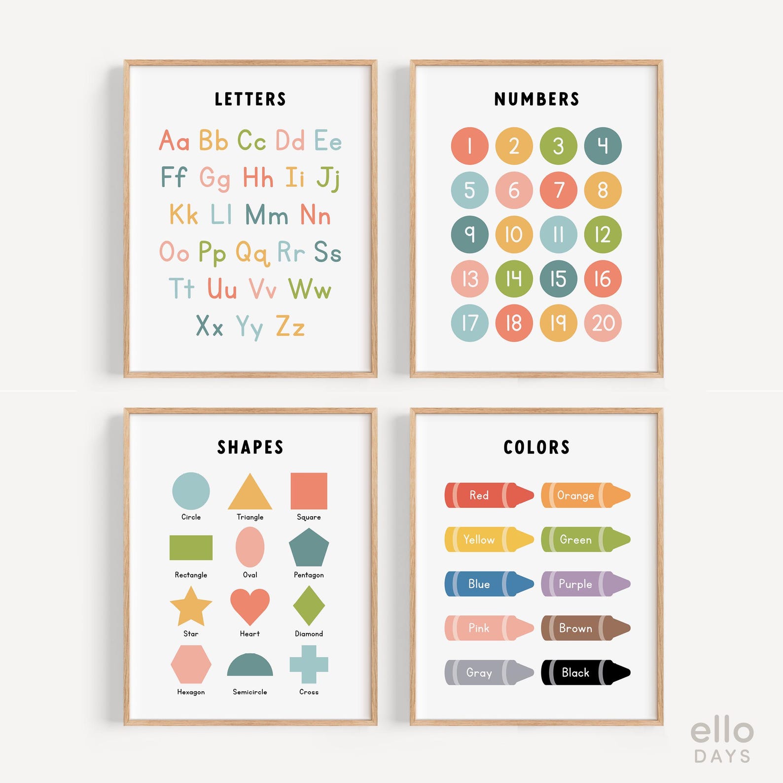 Educational Posters Set of 12, Homeschool Learning Prints and Charts ...