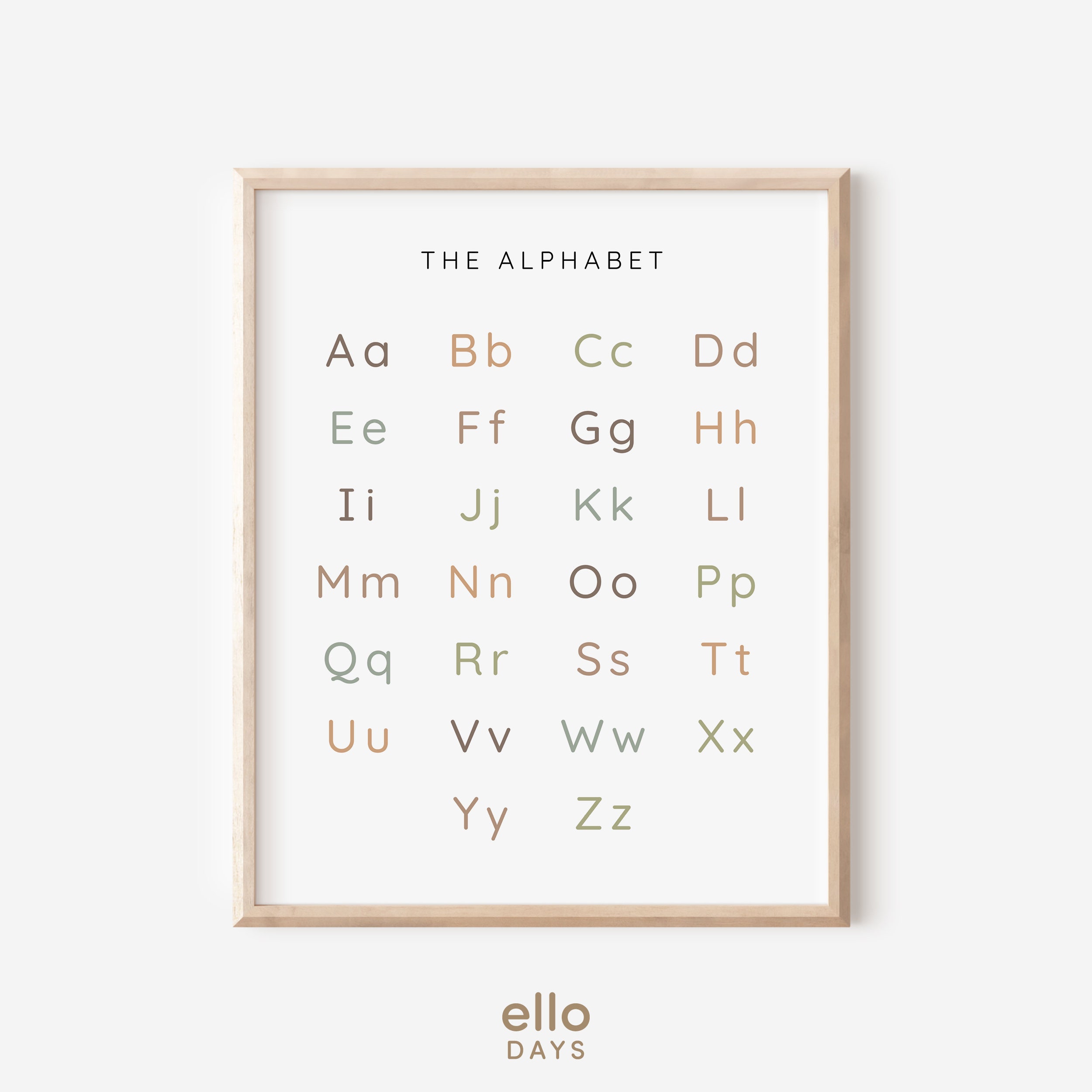 Neutral Earth Tone Alphabet Poster, Minimalist Educational ABC Print ...