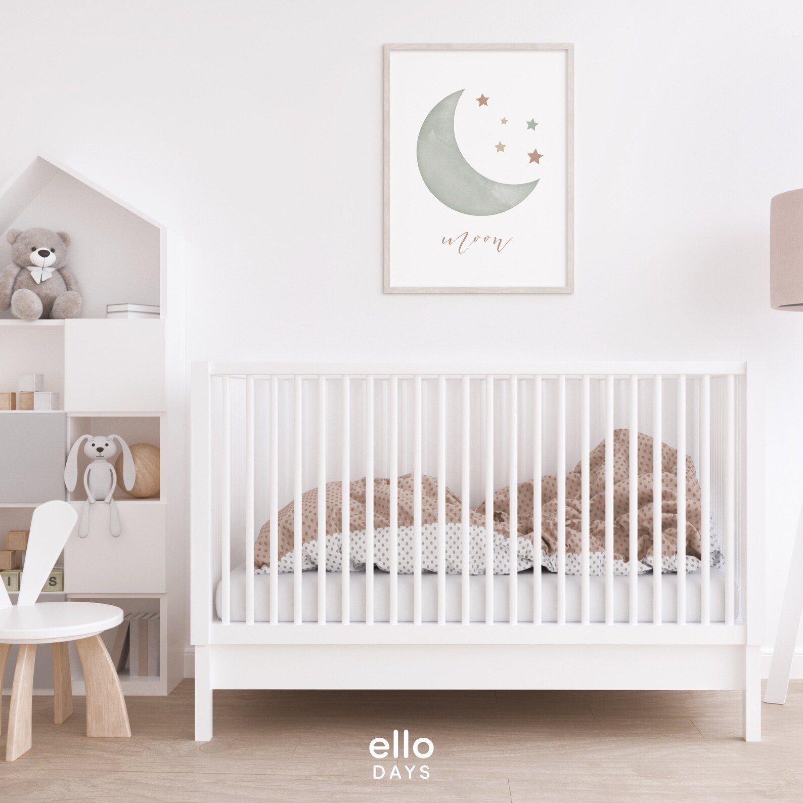 Neutral Moon Nursery Decor Wall Print, Celestial Space Wall Art ...